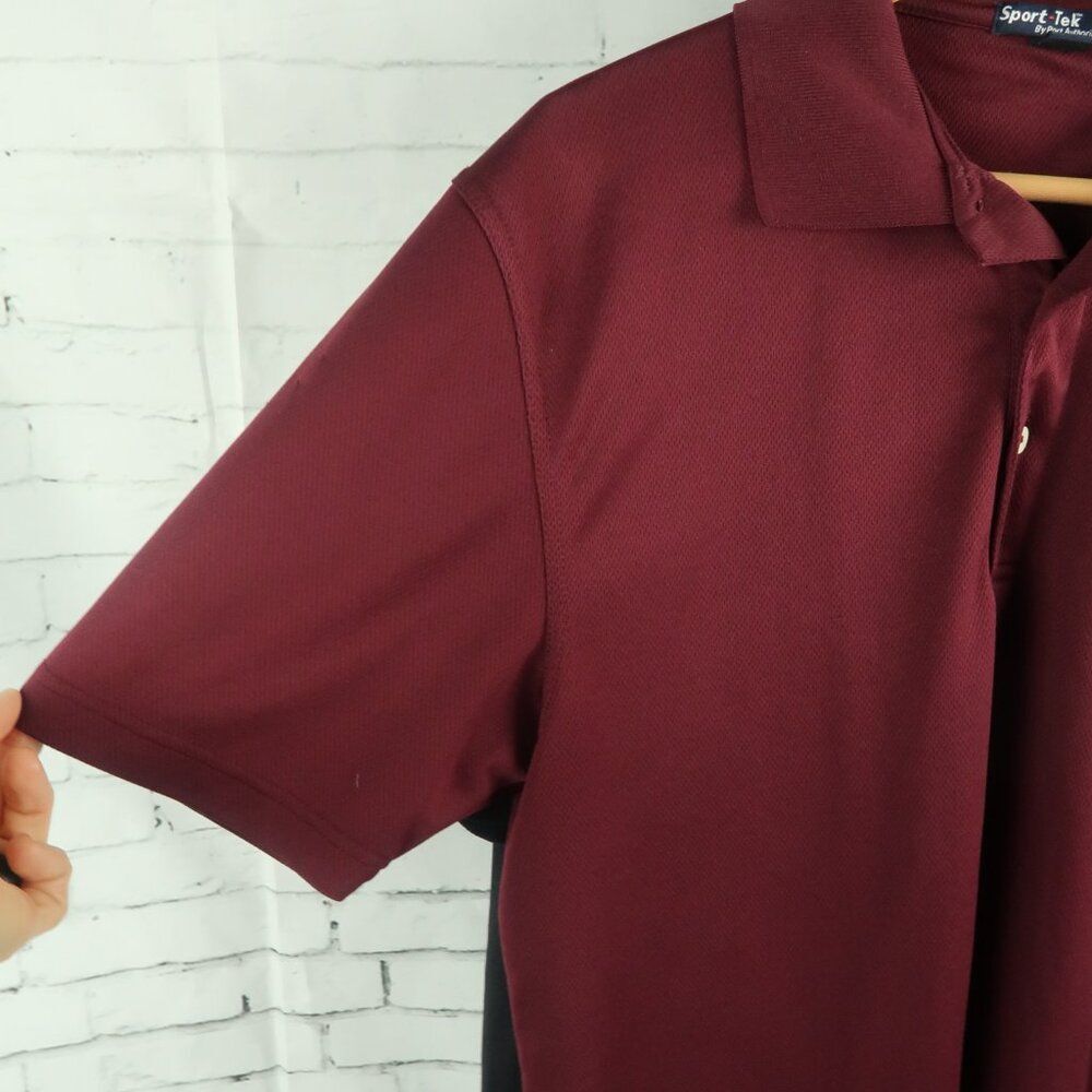 SPORT TEK POLO SHIRT BUNDLE GREEN BURGUNDY & BLACK SIZE MEDIUM - Picture 7 of 11
